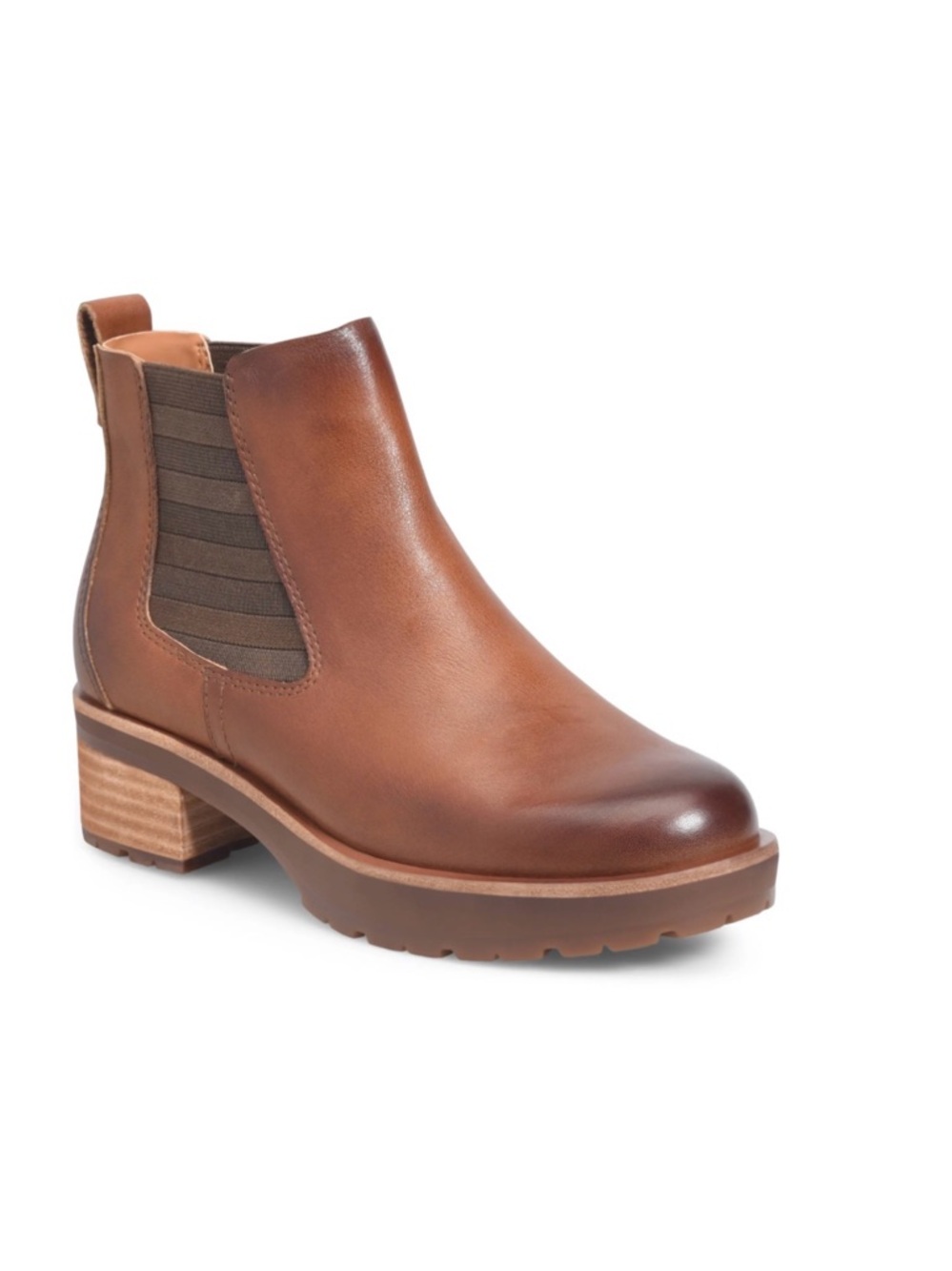 Kork-Ease Waylin Lug Sole Boot Leather Chelsea Brown 7
